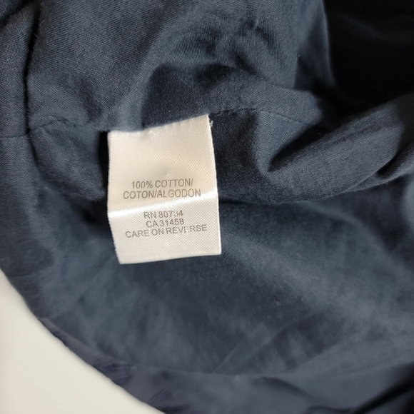 BCBG MAXAZRIA XXS Navy Blue Embroidered High Collar Button Up Shirt - Picture 7 of 10